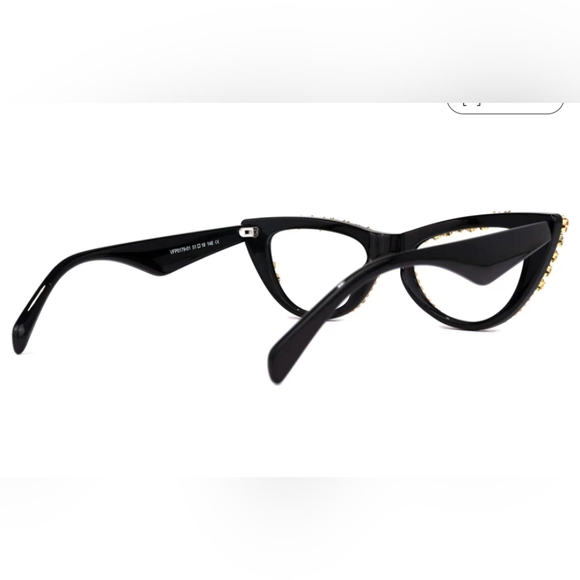 Rhinestone cat eye plastic lens frames, sturdy and durable, ready to wear or - Picture 4 of 8